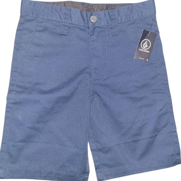 NWT Volcom Boys Navy Flat Front Shorts Size 12 - Picture 1 of 6